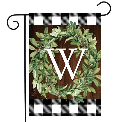 Wreath Monogram W Garden Flag • $9.86
