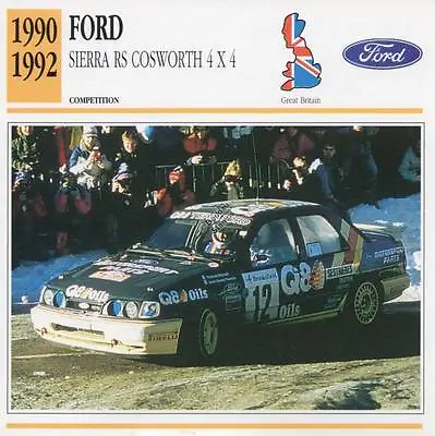 £1.99 • Buy 1990-1992 FORD Sierra RS Cosworth 4x4 Racing Classic Car Photo/Info Maxi Card