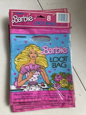 Vintage BARBIE Neon Pink Birthday Party Loot Bags 16 Packages Of 8 1988 • $144.95