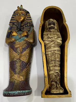 Vintage 1999 Veronese Egyptian King Tut Sarcophagus Tomb Mummy Set Figure Decor • £33.74