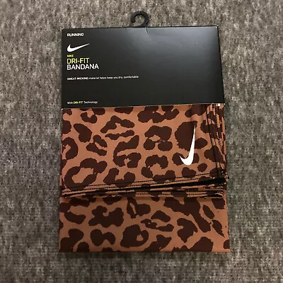 £29.69 • Buy NIKE Dri-Fit Running Bandana Leopard Faux Swoosh Sweat Wicking Unisex LXL NWT