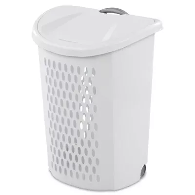 Sterilite Ultra Wheeled Hamper Plastic Laundry Basket Home With Wheels - White • $48