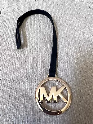 Michael Kors MK Logo Gold Charm Black Pebbled Leather Strap Handbag Hang Tag Fob • $22