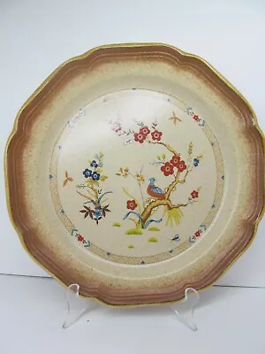 Mikasa E8076 Whole Wheat Imperial Flower 11  Scalloped Dinner Plate VGC • $17