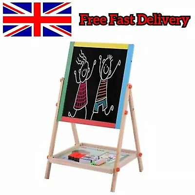 2-in-1 Wooden Blackboard Whiteboard Easel Children Kids Fun Arts Craft • £11.95