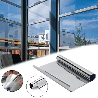 1m 2m Reflective One Way Mirror Window Film Mirrored Privacy Solar Tint Silver • £8.95