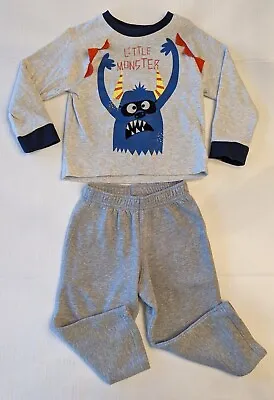 2 Pc Lot: Boys 2-3 Little Monster Long Sleeve Shirt & 2T Gray Sweatpants • $6.95