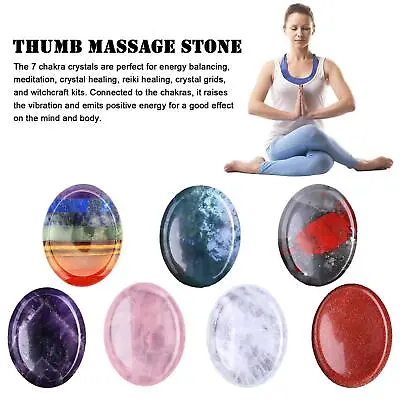 7 Chakra Worry Thumb Stone Gemstone Reiki Antianxiety Crystal Stone Palm X HOT • $2.81