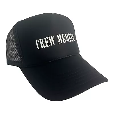 New Crew Member Designer Black Hat 5 Panel High Crown Trucker Snapback Vintage • $24.95