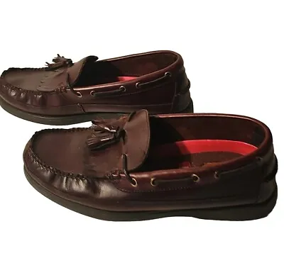 Bass Henry II Mens Size 9 W Kiltie Tassel Wine Brown Leather Boat Shoes 1671-205 • $24.90