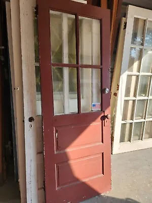 Vintage Exterior  Door  4 Panes Glass 2 Raised Panels  30 X 80 Can Ship • $375