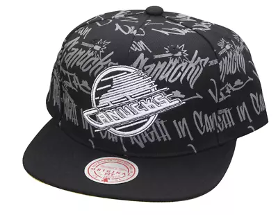 Men's Mitchell & Ness Black Vancouver Canucks Meaningful Words Snapback Hat • $47.55