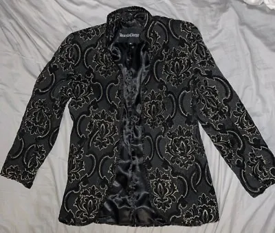 Dracula Couture Black And Gold Jacquard Nehru Jacket Goth Alternative Vampire • $69