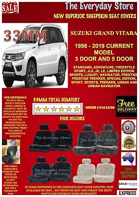 $269 • Buy Suzuki Grand Vitara All Years Premium Sheepskin Car Seat Covers Pr AbgSafe 33MM