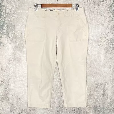 Eddie Bauer Ripstop Womens Hiking Capri Pants Size 8 Flap Pocket Outdoors Beige • $15.63