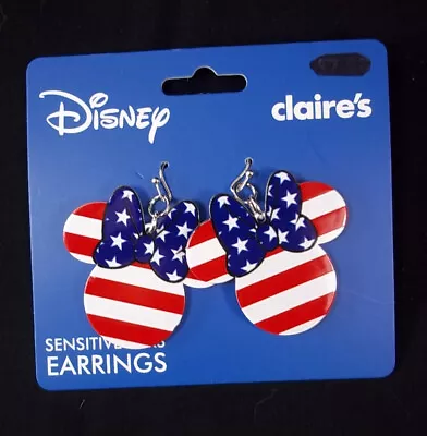 Claire's Minnie Mouse Head USA Flag Earrings NEW • $10.95