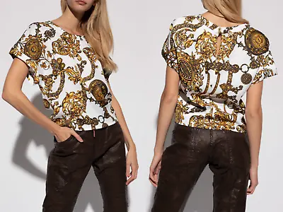 Versace Jeans Couture Motifs Baroque Top Blouse Haut T-Shirt Iconic Neuf Hot XS • $207.55