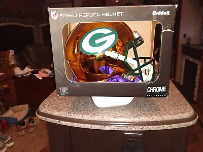 New Riddell Green Bay Packers CHROME Replica Full Size Speed Football Helmet • $300