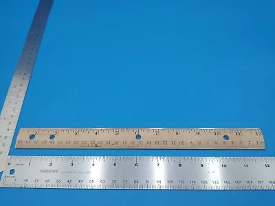 1 Vintage Wooden 12  Rulers W/metal Straight Edge. Berol #317 USA Single #Z727 • $5