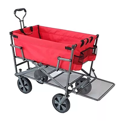 Mac Sports Double Decker Wagon: Red - Collapsible Outdoor Utility Garden Cart • $164.28