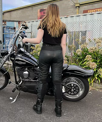 AUSTRALIAN Bikers Gear Ladies Motorcycle Sports / Touring Leather Trouser CE Arm • £88.98