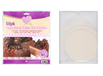 Queen Of Cakes Pack Of 50 Non Stick Cake Tin Circles Assorted Sizes Tin Liners • £2.99