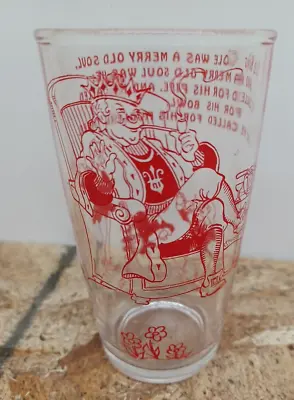 Old King Cole Nursery Rhyme Glass Tumbler Red Drinking Cup Vintage • $3.49