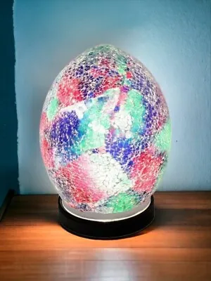 Egg Lamp Mosaic Glass Mini Multi Coloured Table Lamp Desk Bedside Living Room • £24.99