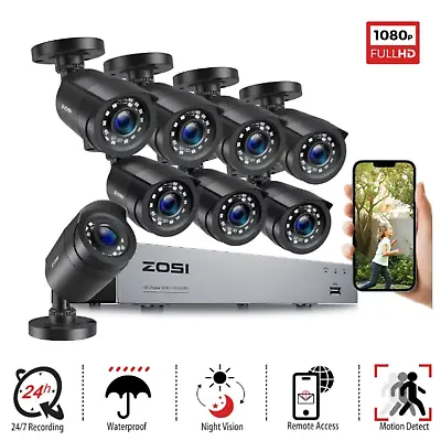 ZOSI 8CH 5MP Lite DVR 1080P Outdoor CCTV Security Camera System Kit Night Vision • $146.67