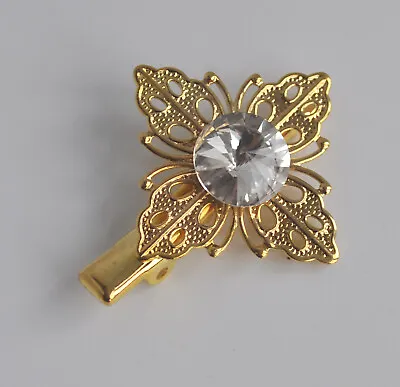 £3.95 • Buy 2x Gold Plated Filigree Square & Clear Round Crystal Hair Clip/slide/accessories