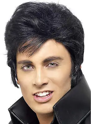 Elvis Presley Wig 50s 60s 70s Teddy Boy Retro Fancy Dress Rock Roll Costume • £14.66