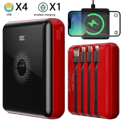 $16.92 • Buy 1000000mAh 4USB Qi Wireless Backup External Battery Power Bank Pack Fast Charger