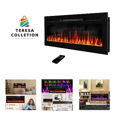 Electric Fireplace 43  Fireplace Heater Recessed & Wall Mounted Mirror Electr... • $251.99