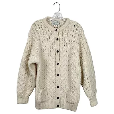 Clady Knit Wool Sweater Cardigan Irish Heritage Men's Size M Cream Longsleeve • $47.99