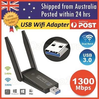 AC1300 USB 3.0 WiFi Wireless Adapter Dongle 802.11ac 5GHz Dual Band 11AC • $19.75