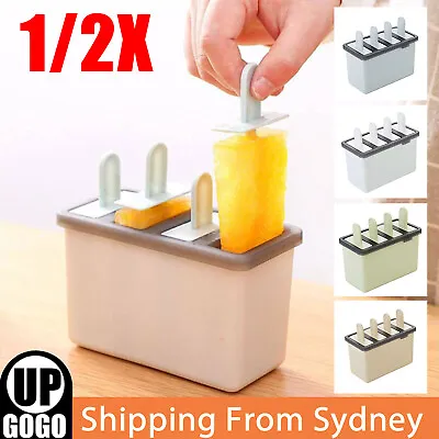 1/2X 4 Cells Ice Cream Mold Icy Pole Jelly Mould Molds Maker Pop Popsicle Block • $10.99