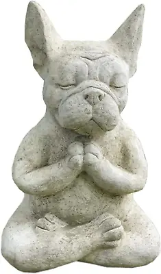 Home Decor Outdoor Statue Bulldog Buddha Meditating Yoga Dog Figurine Sculpture • $18.99