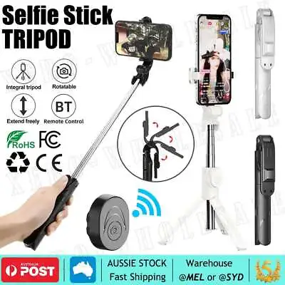 $11.95 • Buy Selfie Stick Handheld Tripod Bluetooth Shutter For Mobile Phone With Remote AU