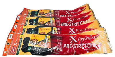$34.99 • Buy X-pression 100% Kanekalon Braid Hair Pre-Stretched 48” 2X T1B/Red 4 Packs