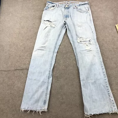 Vintage American Eagle Jeans Men 34x32 Low Rise Boot Denim Thrashed Destroyed * • $24.95