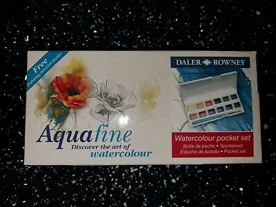 £8.99 • Buy Daler Rowney Aquafine Watercolour Pocket Set - 12 Half Pans With Brush