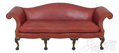 57882EC: KITTINGER Colonial Williamsburg Clawfoot Mahogany Leather Sofa • $3895