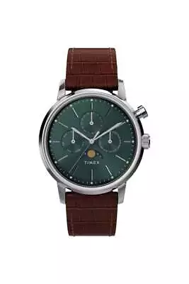 Timex Marlin Moon Phase 40mm Leather Strap Watch TW2W51000 • $164.18