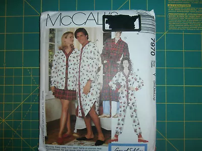 McCall's 7970 Size Sml Med Lrg Misses' Men's Nightshirt Top Pants Shorts Robe  • $12.99