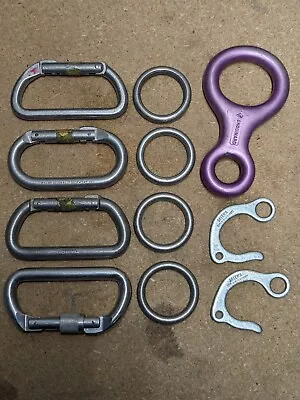 Vintage Climbing: 4 Carabiners; Figure 8 Belay; Fifi Hooks; 4 Descending Rings • $70