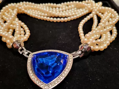 WOW VTG YSL YVES SAINT LAURENT Robert Goossens Rive Gauche NECKLACE BLUE PEARLS • $100