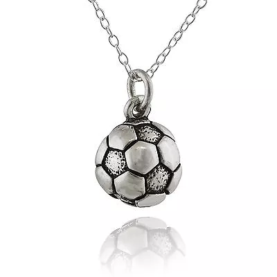 Tiny Soccer Ball Charm Necklace - 925 Sterling Silver - Sports Team Athlete NEW • $23