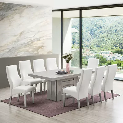 Kings Brand Furniture – Avilla 9-Piece Dining Set Table & 8 Chairs Champagne • $1159.99