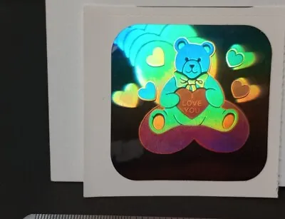 Vintage Stickers Bear Hearts 3D Holographic Hologram Sticker Mod VTG 1980s • $5.98