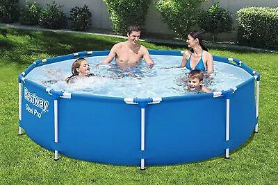 Bestway Steel Pro Round Frame Swimming Pool Outdoor Garden Set 10ft Blue • £99.85